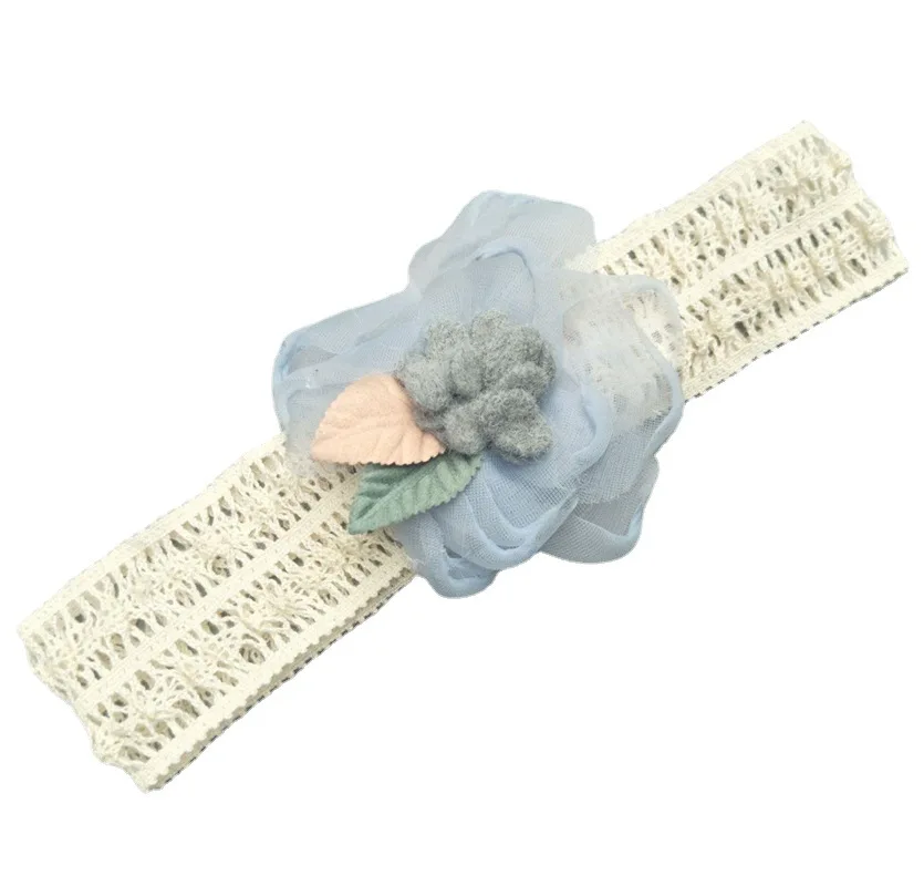 Diadema de encaje Floral el&aacute;stica para beb&eacute;, turbante, accesorios para el cabello-4