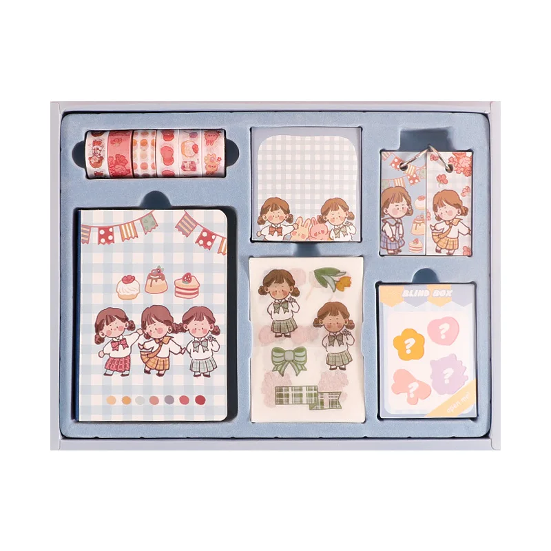 Милый мультфильм путешественников тетрадь журнал Канцелярский набор Kawaii сетка