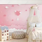 Фон для детской комнаты с изображением розовых облаков мечты принцессы 3D обои для спальни девичьей комнаты декор роспись обои для детской комнаты