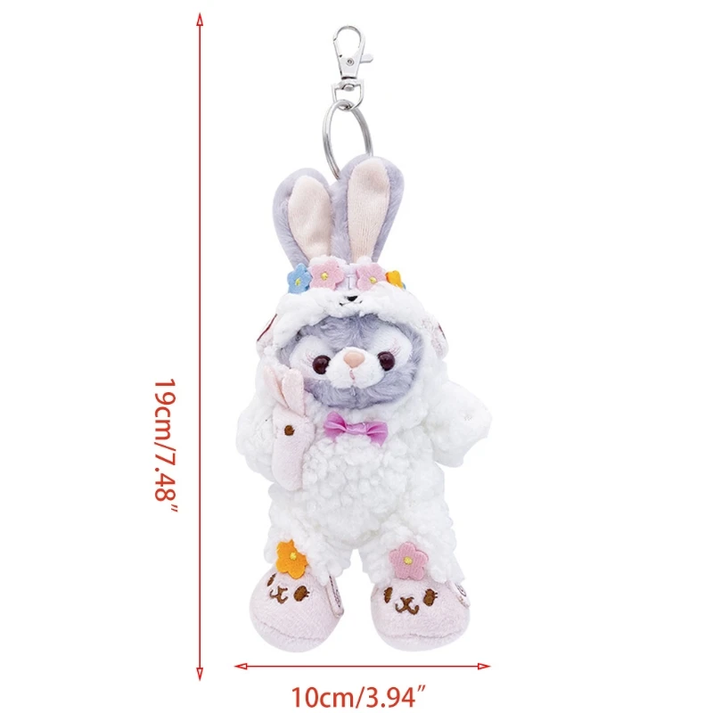 

Fluffy Rabbit Key Ring Cute Rabbit Handbag Pendant Key Chain Soft Plush Charm Ba