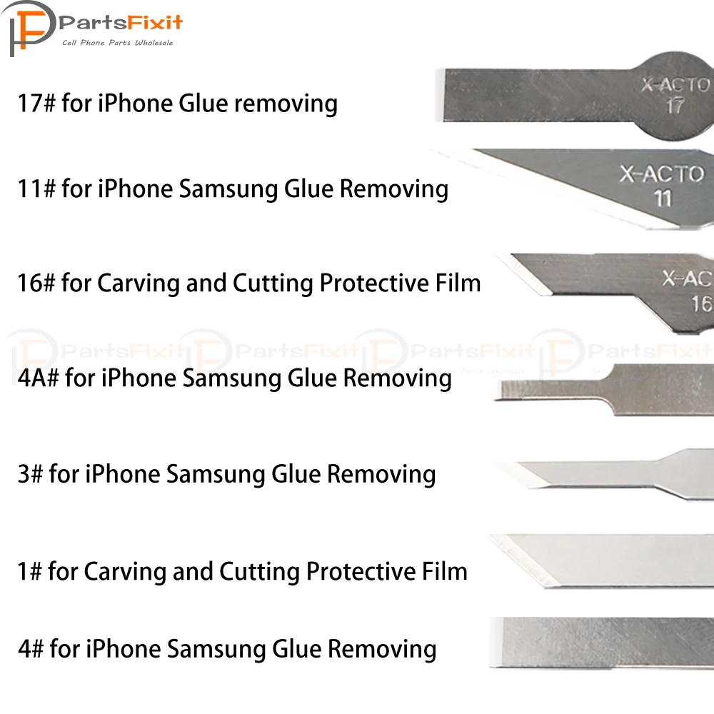 

10pcs BSD Blades 1# 3# 4# 4A# 11# 16# 17# for Engraving And Glue Removal Motherboard Repair With Aluminum Alloy Handle at Free