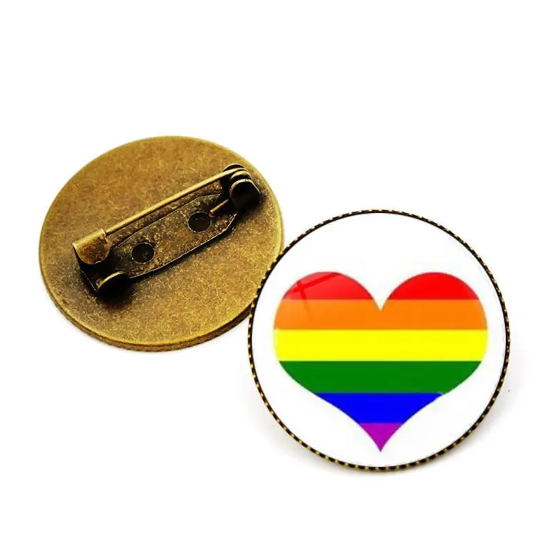 Новый Гейская лесбийская Радуга значок символа время брошь с камнем Винтаж