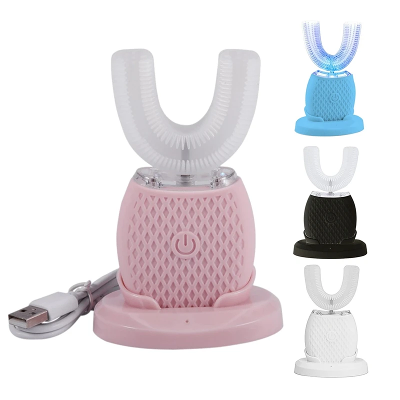 

Автоматическая ультразвуковая электрическая зубная щетка 360 градусов, U-образная Силиконовая зубная щетка, USB перезаряжаемая зубная щетка, ...
