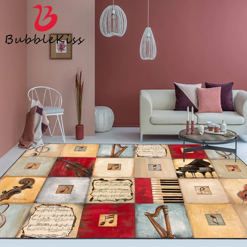 Современный винтажный ковер с узором в виде музыкальных нот Bubble Kiss для гостиной