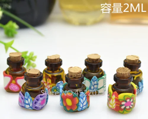 

2ML 50pcs 100pcs Cosmetic Essential Oil Hang Pendants, Empty Polymer Clay Mini Perfume Bottle, Small Elegant Charming Gifts