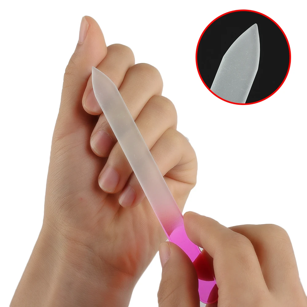 Случайный цвет! 1 шт. Pro прочные двухсторонние стеклянные пилки для дизайна ногтей