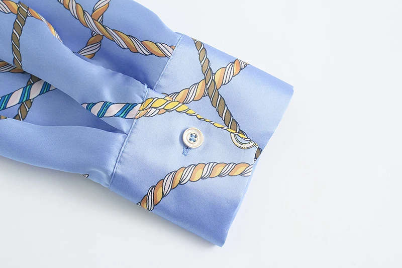 

HWLZLTZHT Summer Women Blouses 2021 Fashion Print Lapel Long Sleeve Shirt Woman Clothes Chic Buttons Casual Vintage Female Shirt