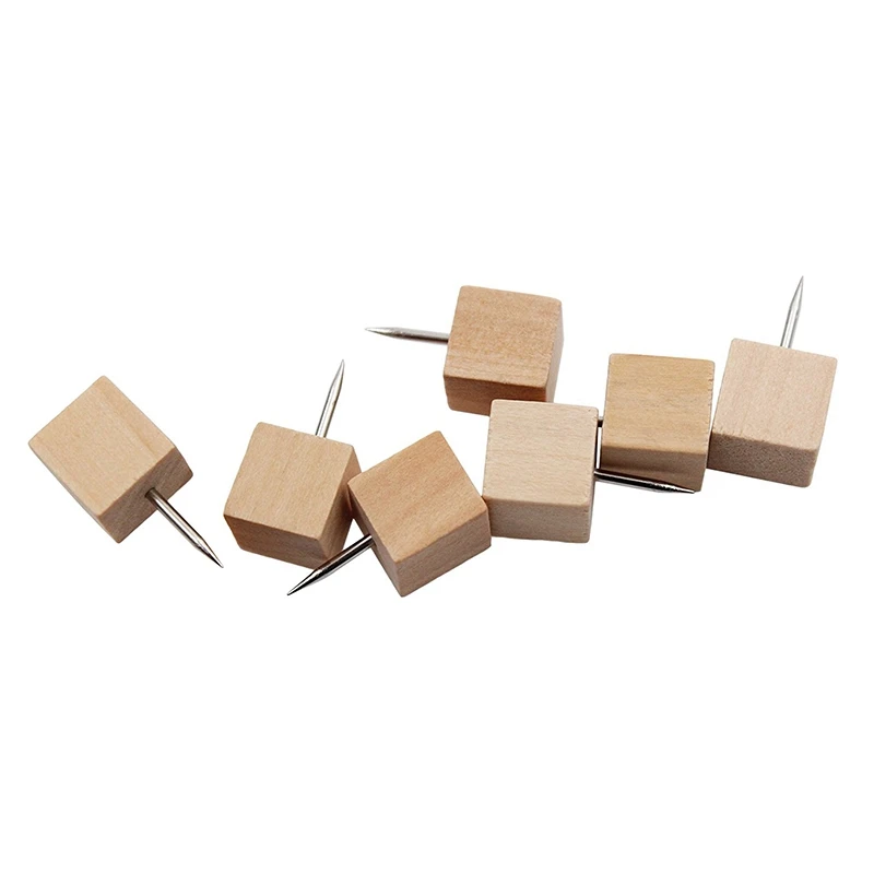 

60Pcs Square Wood Decorative Push Pins & 1 Set Foldable Whiteboard Double-Sided Magnetic Board Holder