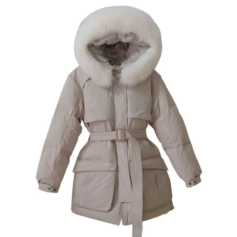 

JCHB 2021 Collect waist white duck down down jacket female in cm long fashion xs small short coat season break code clearance