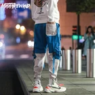 Хип-хоп брюки карго мужские брюки Харадзюку Лоскутные ленты Японская уличная одежда Pantalones Hombre осенние брюки мужские брюки Kpop