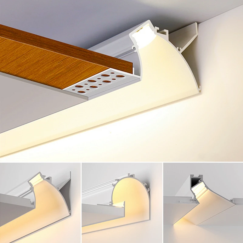 

1M/pcs Hidden Ceiling LED Aluminum Profile Arc-shape Recessed Frameless Backlight Channel Wall Decor Linear Strip Hard Bar Light