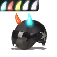 1pc motorcycle usb rechargeable helmet glow ox horn decor headwear accessory