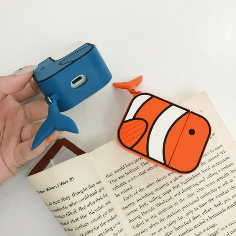 Силиконовый чехол для AirPods Pro противоударный с изображением рыбы клоун Кита