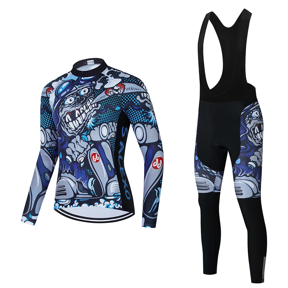 

spring and autumn 2021 men's long-sleeved cycling jersey suit bib Ropa Ciclismo mountain road bike cycling jersey trousers