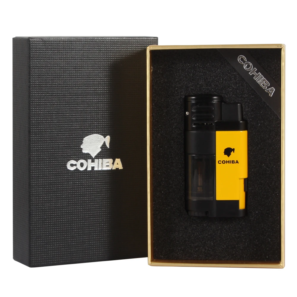 Мини-зажигалка COHIBA металлическая ветрозащитная зажигалка с синим пламенем для