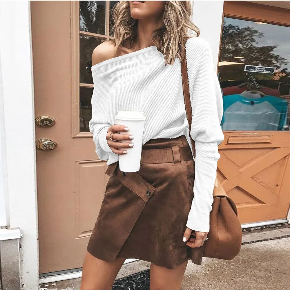 Женский свободный свитер MISSOMO Повседневный с рукавами летучая мышь открытыми