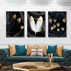 Черный и белый минималистский Золотое перо шелка роскошный скандинавский Стиль декоративная картина на холсте для гостиной исследование искусство украшения
