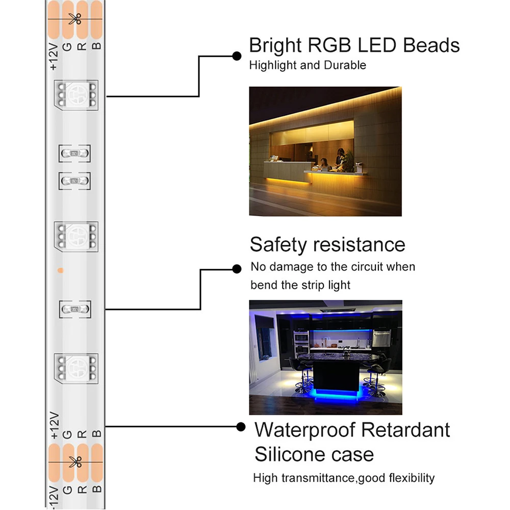Светодиодная лента с водонепроницаемой регулируемой яркостью изменяющая цвет