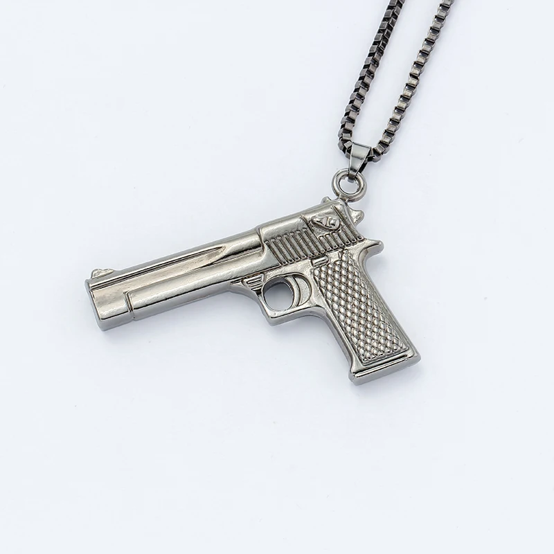 Модная бижутерия в стиле хип хоп ожерелья с подвесками виде пистолета ювелирные