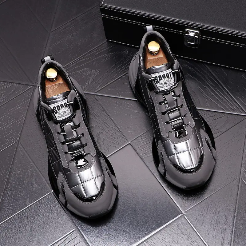 

ERRFC Designer Mens Fashion Grey Casual Comfort Shoes Lace Up Round Toe Winter Trending Flat Platform Leisure Zapatos Size 38-43