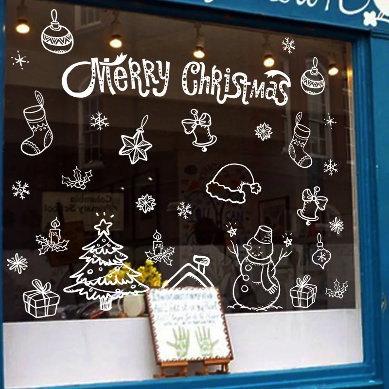 

Removable Christmas window wall stickers bedroom living room glass doors and windows background decoration stickers(50x70cm)
