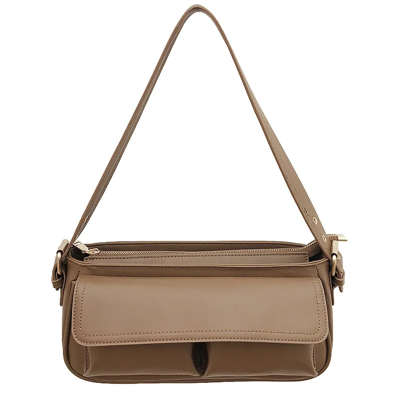 

Vintage Baguettes Shape Women Shoulder Bags Designer Wide Strap Handbags Luxury Pu Leather Messenger Crossbody Bag Female Purses