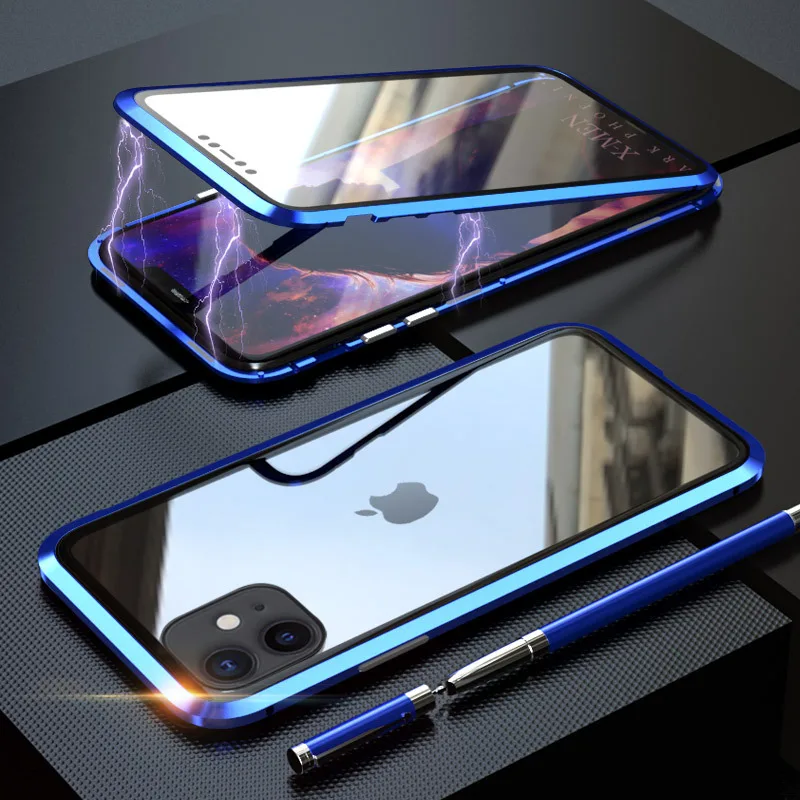 Двухсторонняя для стекла чехол на магните Apple iPhone 11 Pro Max Магнит Чехол класса люкс