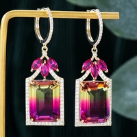missvikki luxury sweet romantic austrian crystal square drop earrings for women bridal wedding daily trendy jewelry high quality