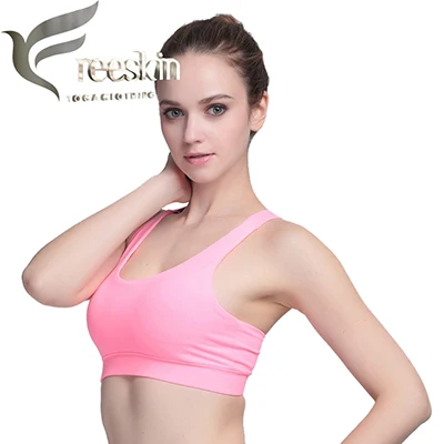 pink Zhangyunuo, женский бюстгальтер для йоги, спортивный бюстгальтер размера плюс, в стиле пэчворк, для спортзала, с открытой спиной, перекрестный бюстгальтер, мягкий, для йоги, женский, в полоску, с вырезами, топ для фитнеса - Цвет: pink