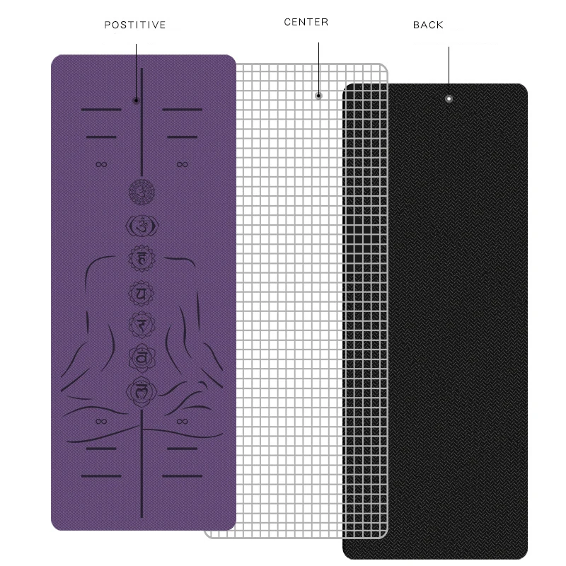 Экологичный коврик для йоги с выравнивающимися линиями из ТПЭ 6 мм Нескользящие