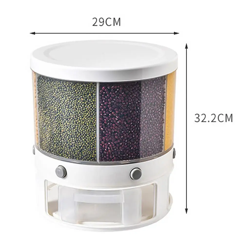 

Food Storage Box Rotatable Multi-functional Dividing Rice Bucket Household 10kg Insect And Moisture Proof Grains Organizer