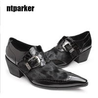 ntparker 6 5cm heels black pointed toe increased height mans leather shoes man leather shoes for man partyweddingbusiness