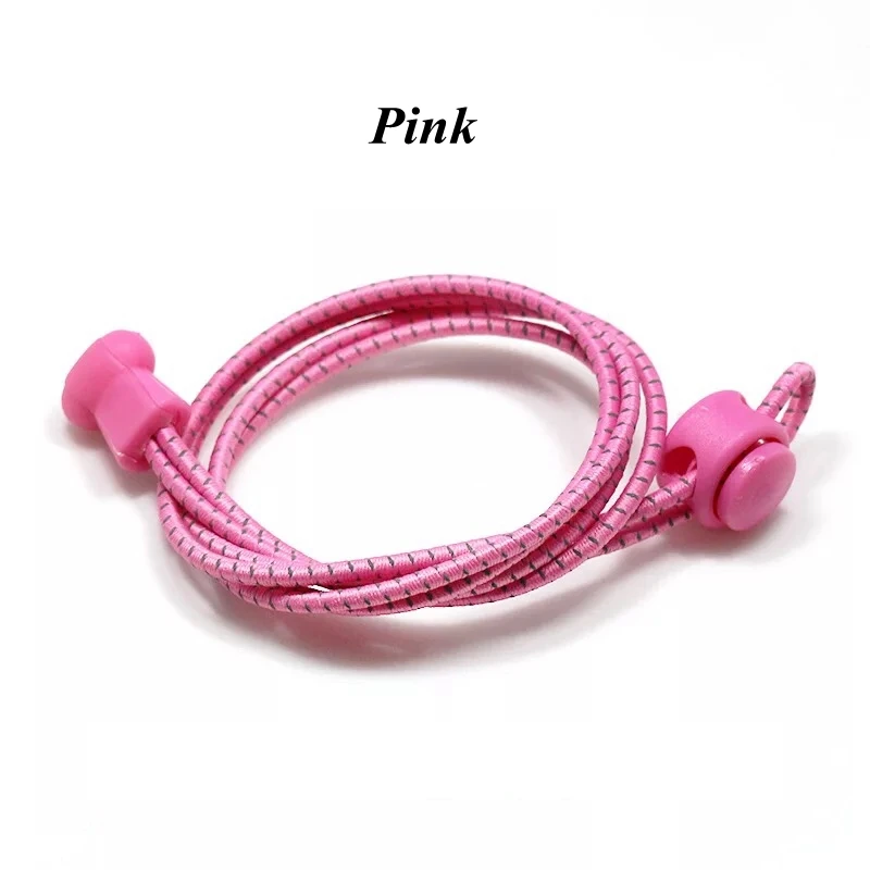 Розовый Elastic Shoelaces Reflective Round Shoe laces No Tie Kids Adult Safety Stretching Lock Shoe lace Sneakers Quick Lazy laces - Цвет: Розовый