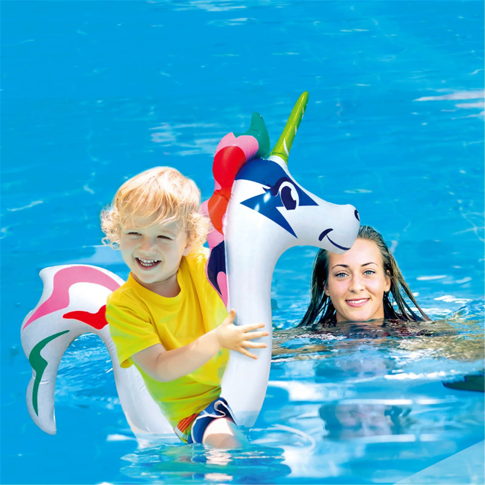 

Inflatable Swimming Pool Float 3D Animal Swim Pool Hippocampus Floats Flamingo Swimming Ring Unicorn Floating Toy