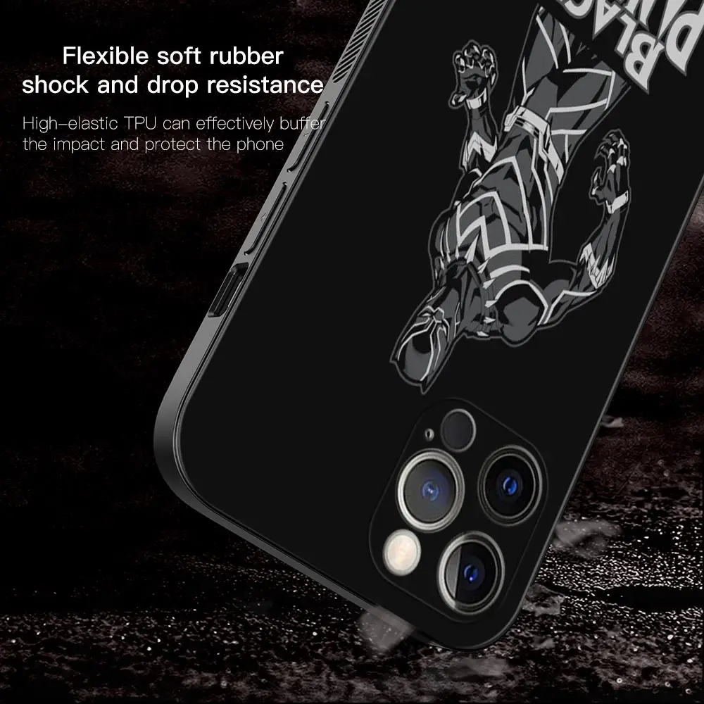 Phone Case For iPhone 14 13 12 11 Pro Max Mini XS Max XR X 7 8 Plus 6S Cover Silicone Shell Fundas Marvel Heroes Black Panther