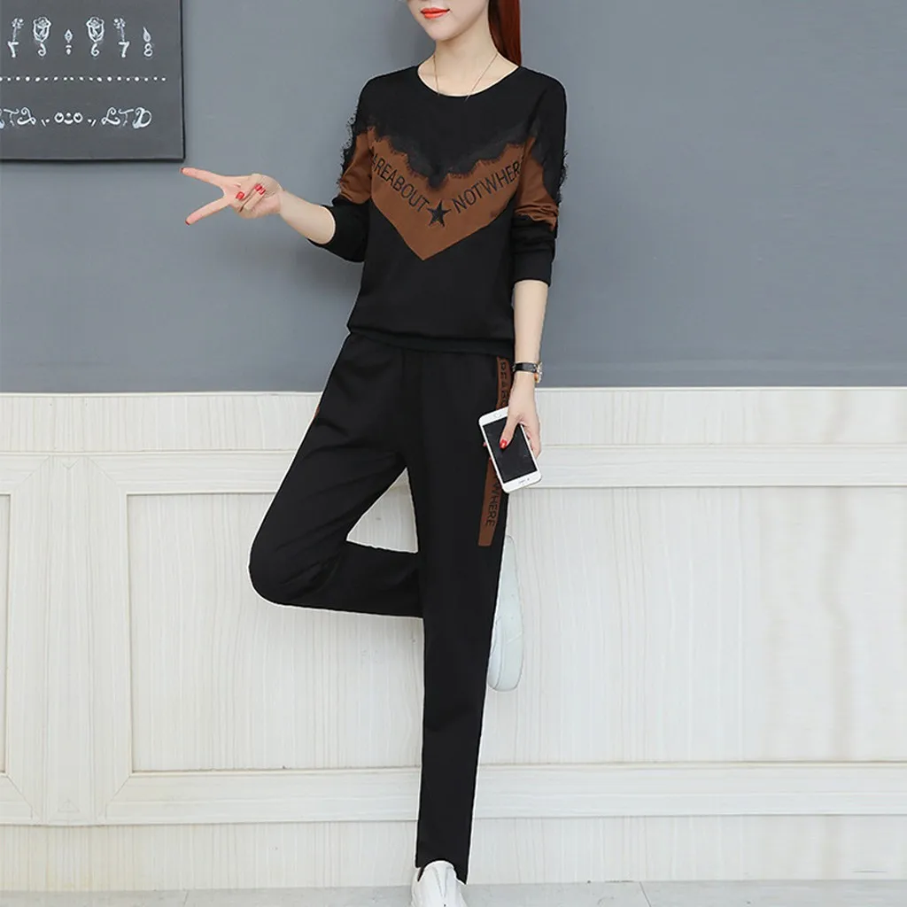 Женский спортивный костюм повседневный комплект из 2 предметов с длинным рукавом