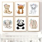 Милый Лисий Медведь Панда Кролик Мышь слон Детская настенная Картина на холсте скандинавские постеры и принты настенные картины декор детской комнаты
