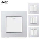Настенные переключатели 1, 2, 3, 4 кнопки, светодиодная лампа, выключатель света, настенный переключатель, кнопочный прерыватель, алюминиевая металлическая панель