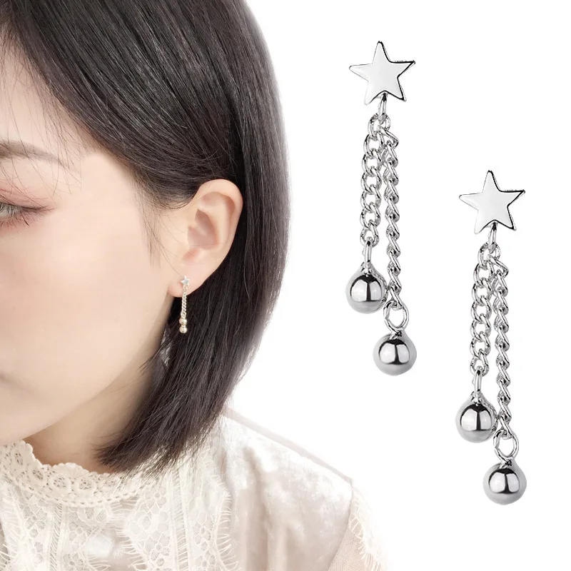 2020 New 925 Sterling Silver Hanging Earrings For Women Star Square Heart Ball Charm Long Drop Earring Femme Bijoux Brincos | Украшения и