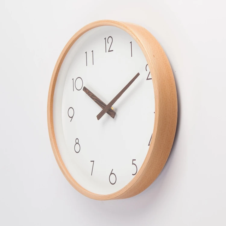 

Nordic Simple Slient Wall Clock Wood Round Mute Living Room Clock Mute Bedroom Quartz Office Clocks Wall Home Decoration Clock