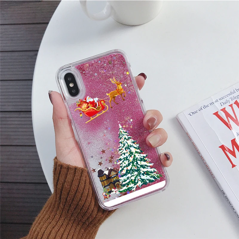 3D воздушная подушка зыбучий песок жидкая Рождественская елка чехол для телефона