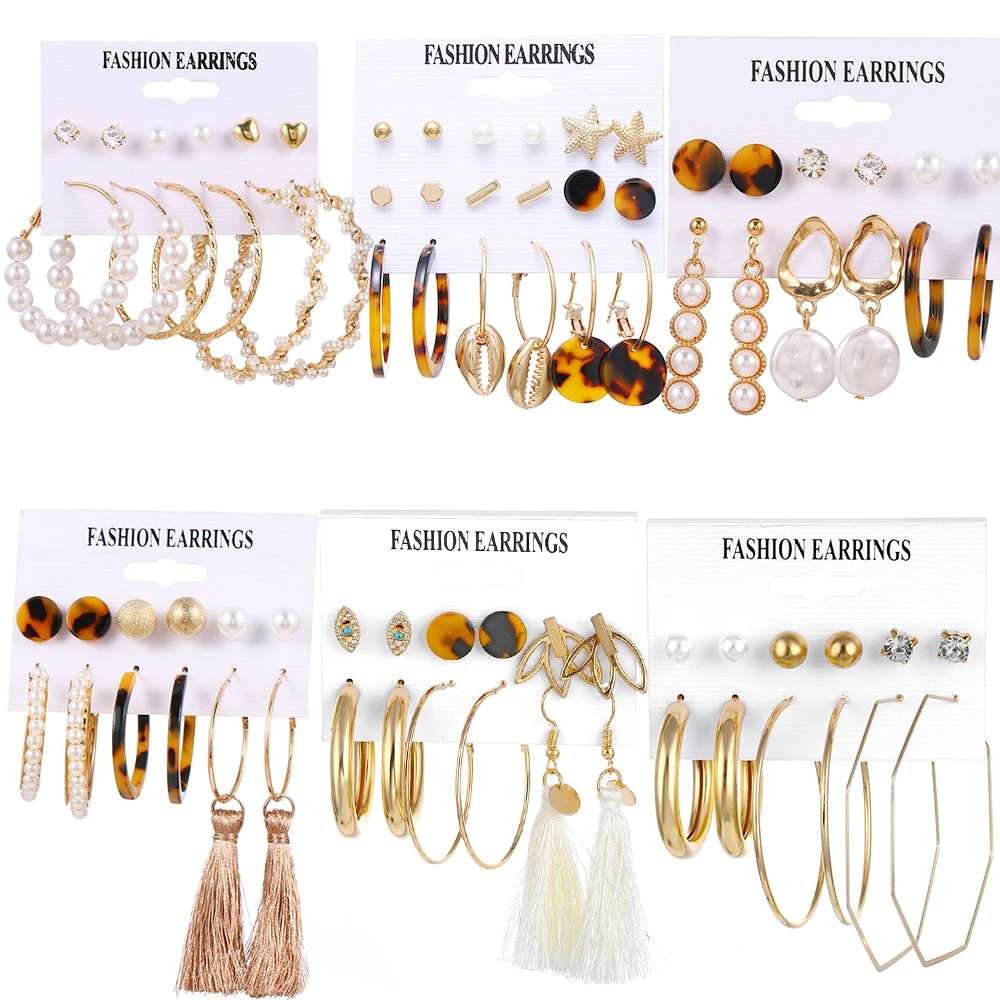 Модные золотые блестки FAMSHIN металлические геометрические серьги-гвоздики