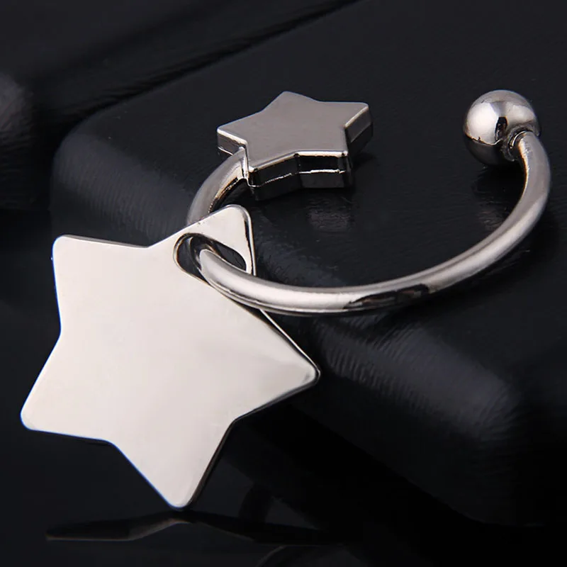 

Personalized Lucky Star Keychain Custom Fashion Logo Couple Car Pendant Keychains Creative Metal Pentagon laser Carved Keyring