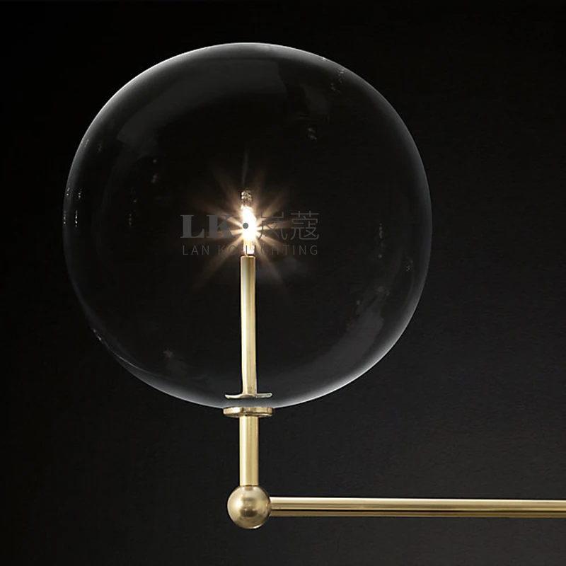 American glass ball rectangular restaurant bar chandelier Nordic personality creative design model room villa lighting | Лампы и