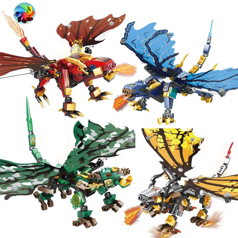 

4 Ninja Dragons Knight Swordsman Model KAI JAY ZANE Figures Building Blocks Kids Toys Bricks Gift for Children Boys