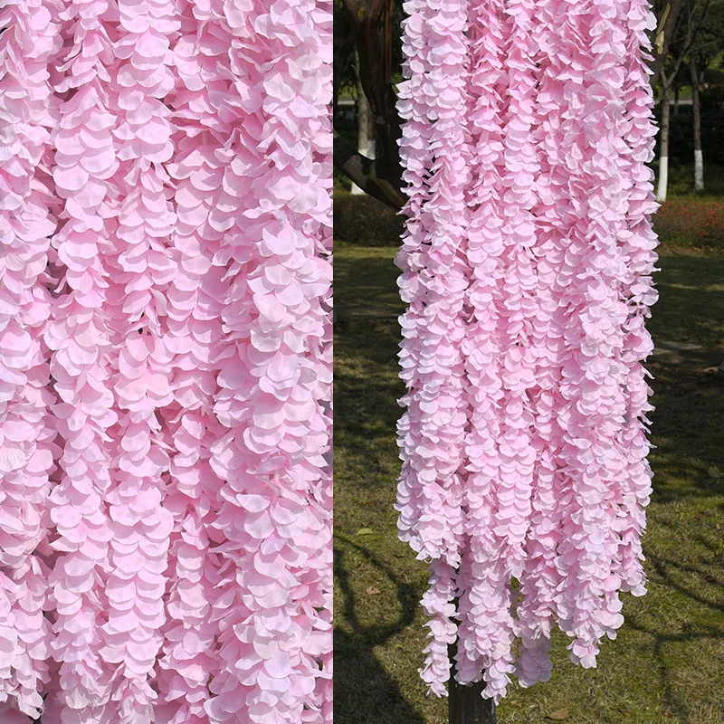 50pcs 1M/2M Orchid Rattan Artificial Silk Flower Vine For Home White Wedding Garden Decoration Hanging Garland Wall Fake Flowers images - 6