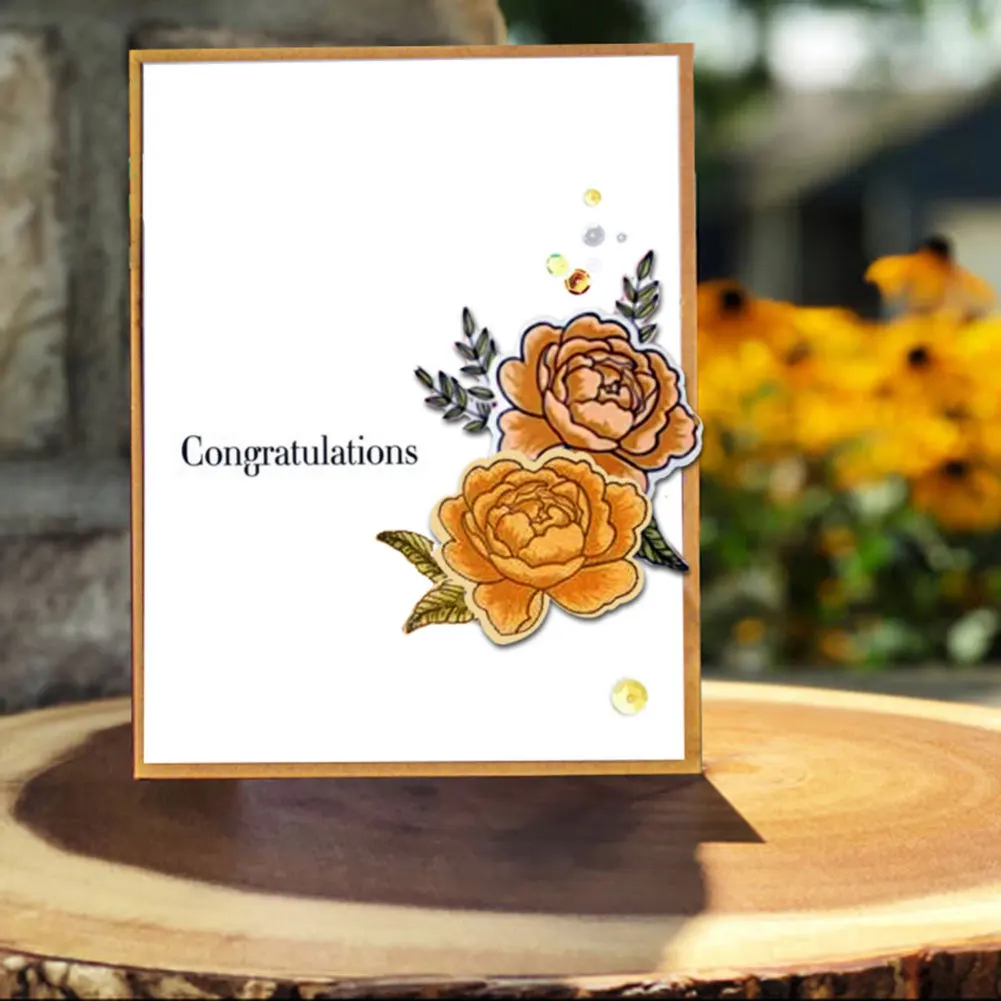 

Birthday Layering Flower Metal Cutting Dies and Clear Stamps Transparent Silicone Seal for DIY Scrapbooking Photo Album Decor