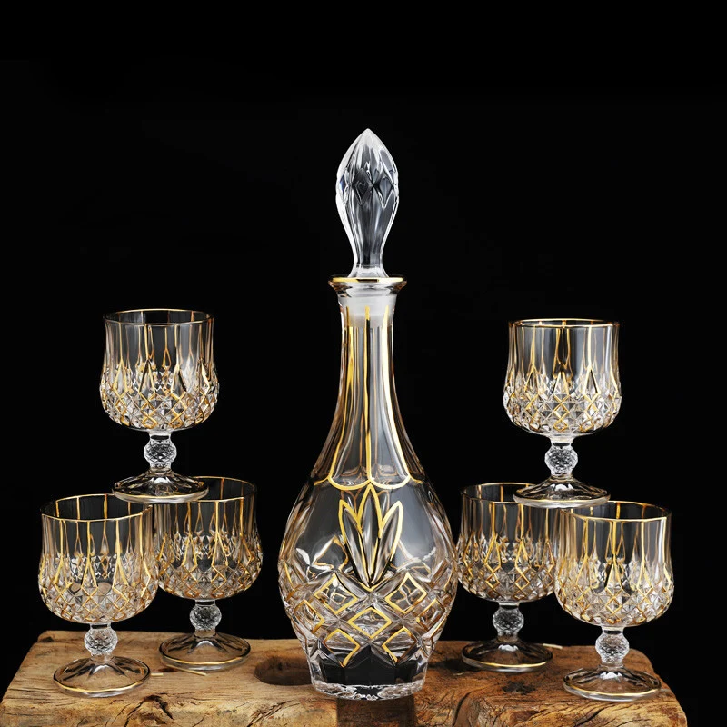 

7 Pcs/Set top quality home crystal whiskey decanter Set luxury whiskey glass for Liquor Scotch Bourbon 210303-03