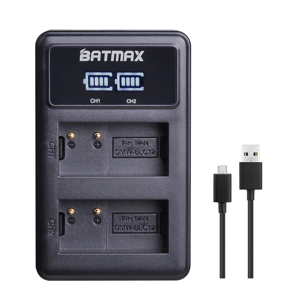 1 charger Batmax DMW-BLC12 DMW BLC12E BLC12PP батарея+ светодиодный USB двойной зарядное устройство для Panasonic Lumix FZ1000, FZ200, FZ300, G5, G6, G7, GH2, DMC-GX8 - Цвет: 1 charger