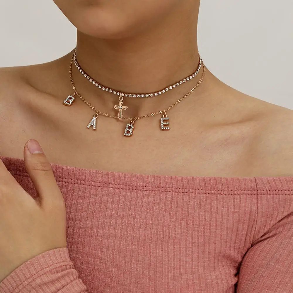 2 шт./набор блестящие ожерелья-Чокеры Стразы для девочек сексуальное ожерелье с